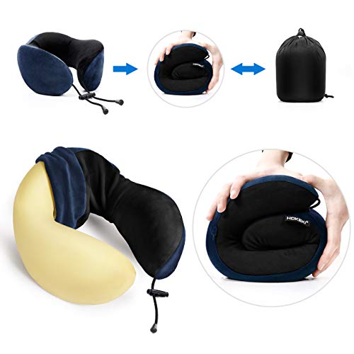 HOKEKI Travel Pillow 100 Pure Memory Foam Neck Pillow, Comfortable