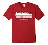 Men's Sacramento California Skyline Retro Style T-Shirt Medium Cranberry