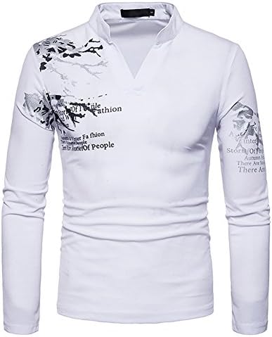 Men's Long Sleeve Polo Shirt Standing Collar Casual Golf T-Shirt Sweatshirt
