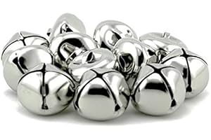 PRESENT AVENUE Pack of 50 pcs 1 Inch Christmas Jingle Bells for Holiday Decoration and DIY Craft Bells (Silver)
