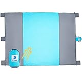 Large Beach Picnic and Camping Blanket: Parachute Nylon Water Resistant Sand Proof Mat Throw Blankets with Compression Travel Pouch and Anchor Stakes