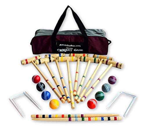 8-Player Deluxe Amish-Crafted Croquet Game Set with Carry Bag (Four 33" Mallets/Four 29" Mallets) - Thumbnail 6