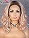 K'ryssma Bob Lace Front Wig Ombre 2 Tone Dark Roots to Light Orange Synthetic Wig Middle Part Wavy Short Wig Heat Resistant