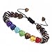 BESKIT Men Women 8mm Lava Rock 7 Chakras Essential Oil Diffuser Beads Bracelet Braided Rope Healing Gemstone Beads Yoga Bracelet Bangle (4 Pcs Bracelet Set)