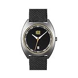 Roue Cal Men's Watch, 1930s Racing Style, 41.5mm Sand Blasted Stainless Steel case, Silicone + Nylon Front/Leather Back, Sapphire Crystal with Anti-Reflective Treatment Glass