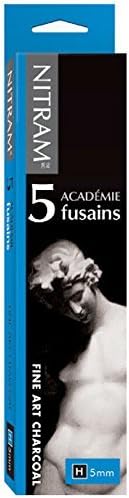 Nitram Fine Art Charcoal : Acad?mie Fusains H (x5) Hard Square Sticks by Nitram