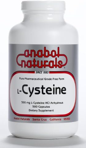 Anabol Naturals L-Cysteine 200 Capsules 500 mg Free Form Pure Crystalline