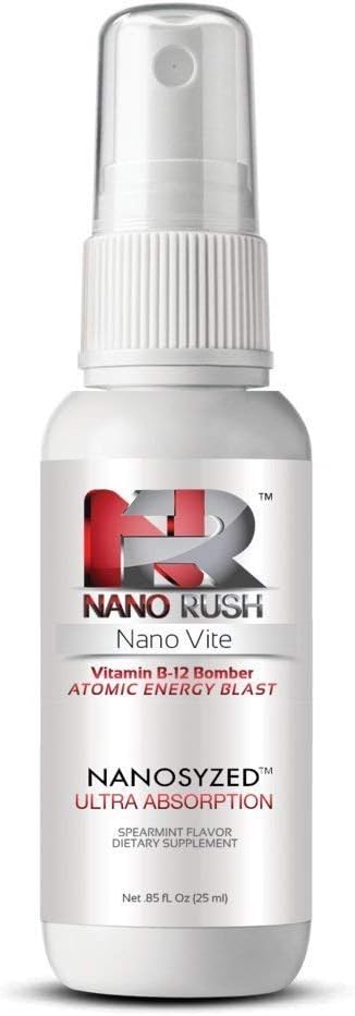 Nano Rush Vitmin B12 Bomber - Nanotechnology Spray Vitamin B 12 for Fast and Easy Absorption Without Pills (Spearamint Spray 30 Day Supply)