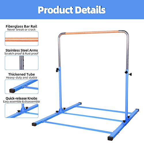SHIWEI Gymnastics Training Bar Height Adjustable 3' to 5' Horizontal