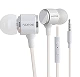 Stereo Headphone,PLEXTONE Series X34M Universal Premium Metal 3.5mm In-Ear Rich Bass Earphone Earbuds with Mic. Apply to Almost all Apple and Android Smartphone (White)