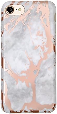 VELVETCAVIAR Case for iPhone 7, Cute, Cool, Mobile Cell Phone Cases Covers- Rose Gold Chrome/White Marble