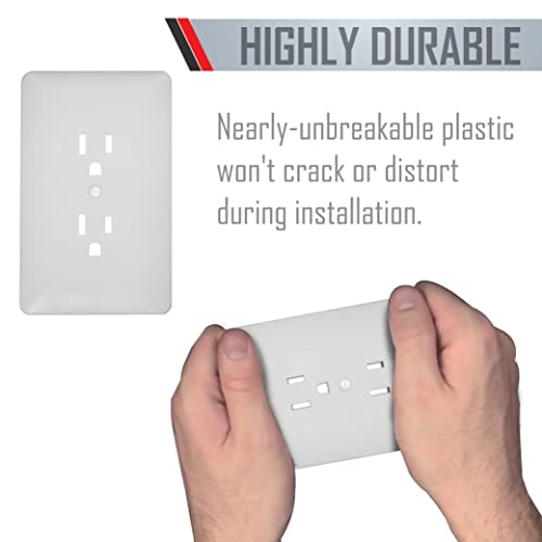 Taymac 2000W Masque 2000 1Gang Decorator Style Wallplate, Paintable Duplex Outlet Cover, White