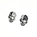 Unisex Hematite Skull Head with Black and Clear Crystal Stones Halloween Earring Studs (Pair)