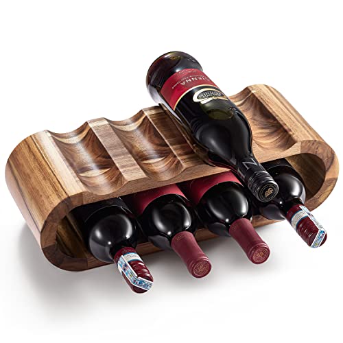 Weinregal aus Holz für 8 Weinflaschenhalter, Akazien-Weinaufbewahrung, Weinständer, freistehendes Weinflaschen-Organizer, perfekt für Heimdekoration u