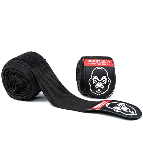 Beast Gear Boxbandagen 4,5M Elastisch Mit Daumenschlaufe – Handbandagen Für Boxen, Mma, Muay Thai Baumwolle Mit Klettverschluss