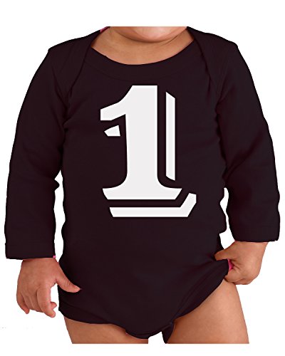 Custom Kingdom Number 1 - First Birthday Party One-Year-Old Bodysuit (Long-Sleeved 18 Months, Black)