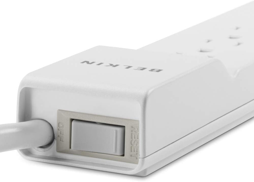Belkin 6-Outlet Power Strip Surge Protector, Flat Rotating Plug, 8ft Cord (720 Joules), White: Home Audio & Theater