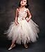 FAYBOX Pageant Wedding Flower Girl Dress Crossed Back Bow Feather Sash Fluffy 4 Gold