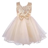 Colorful House Girls' Sequined Formal Wedding Bridesmaid Party Dress, Gold Size 8 for US M(5) (4-5 Years)