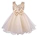 Colorful House Girls' Sequined Formal Wedding Bridesmaid Party Dress, Gold Size 6 for US S(4) (3-4 Years)