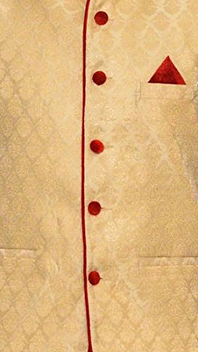 inyour men's silk dark gold waiscoat,red kurta,white pajama set_inyour-tr3176wcp