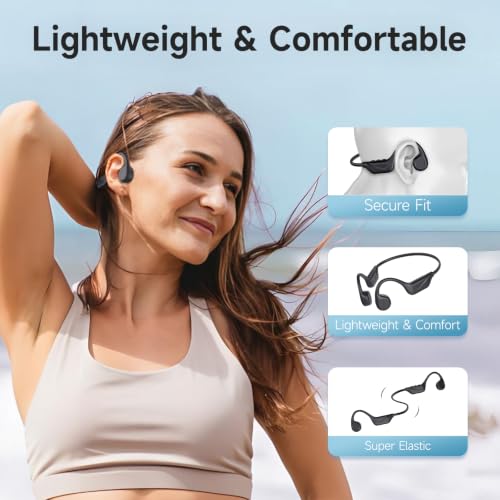 isightguard Bone Conduction Bluetooth 6.0 Headphones IPX5 Waterproof Open Ear Bone Conduction Earbuds, 10 Hours Battery Life, Wireless Bone Headset for Sports Cycling Running