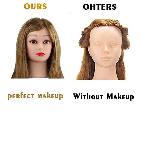 Besmall 26" Doll Hairdressing Mannequin Manikin Training Head 100% Real Natural Human Hair Cosmetology Hairdressing Practice - Thumbnail 4
