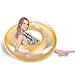 Gorse Transparent Inflatable Tube Swim Tube Glitter Swim Ring Raft Durable Round Summer Pool Float Inflatable Swim Inner Tube for Adults Summer Swim Pool Thicken (Gold 35.4inch)
