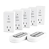 AUKEY Remote Switch with 5 Wireless Outlets & 2 Remote Controls (Batteries Included)