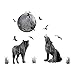 decalmile Wolf Wall Stickers Moon Birds Wall Decals Removable Wall Art for Kids Room Living Room Bedroom