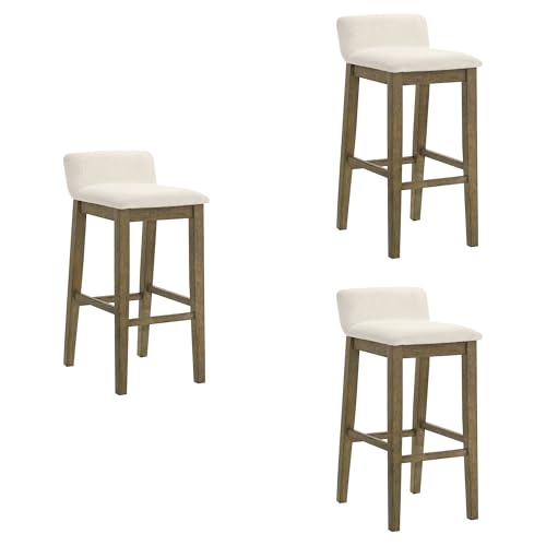 Annikah Modern Transitional Wood Bar Height Kitchen Bar Stool in Putty Brown Fi…