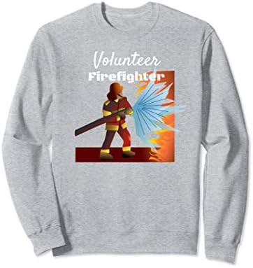 Unisex Volunteer Firefighting Sweatshirt Firefighter Service Medium Heather Grey