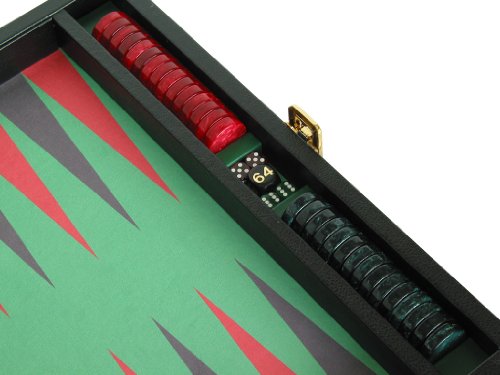 Zaza & Sacci Backgammon Board Set - (16" Leather/Microfiber Case) - Black