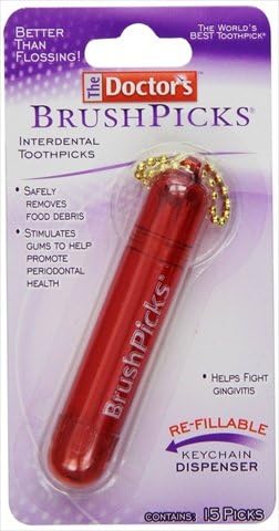The Doctor's BrushPicks Re-Fillable Keychain Dispenser, 15 Count