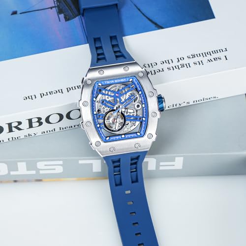 TSAR BOMBA Men's Automatic Watches Luxury Men's Watch Stainless Silicone Strap Waterproof Big Dial Gift 8228