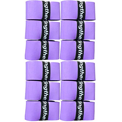 Zingther Professional Premium Super Tacky Grip Overgrip Tape Bulk Bundle Pack for Tennis Rackets, Squash Raquets, Badminton Racquets, Racquetball Rackets and Pickleball Paddle (Purple, 12 Grips)