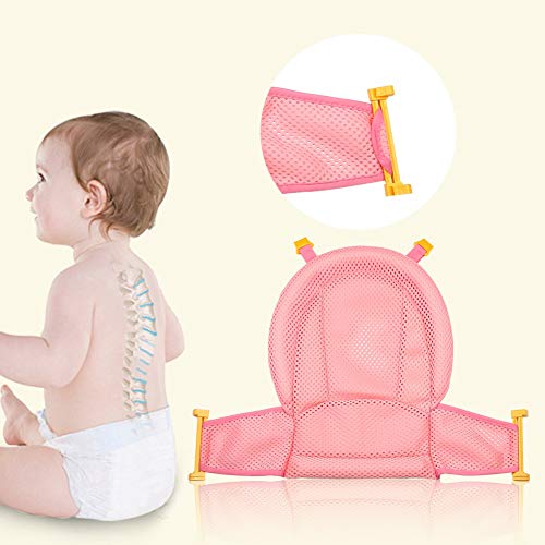 Baby Bath Net Antiskid Hammock Newborn Bath Support Mesh Seat for Bathtub (Color : Pink) - Thumbnail 4
