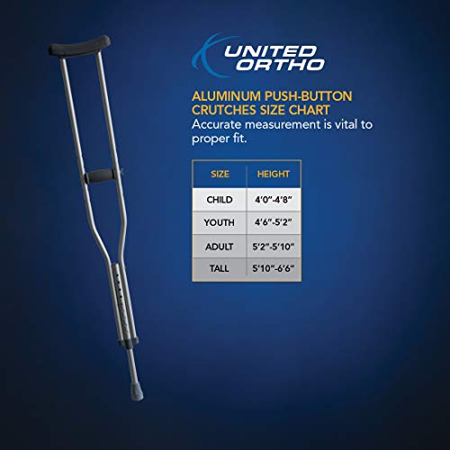 image for United Ortho 1011Y Aluminum Push Button Crutches, Youth