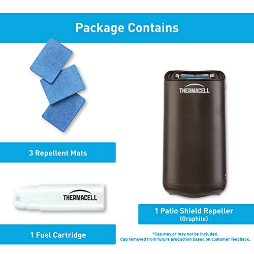 Thermacell Patio Shield Mosquito Repeller, Graphite; Easy to Use, Highly Effective; Provides 12 Hours of DEET-Free Mosquito Repellent; Scent-Free, No Spray, No Smoke and Cordless