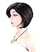 Kalyss Black Short Bob Yaki Human Hair Blended Wigs for Women Heat Resistant Women's Wig with Hair Bangs