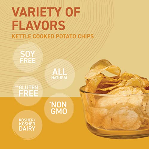 Hen of the Woods Kettle Cooked Potato Chips, Mixed Flavors Variety Pack, 6 Ounce Bag, 6Pack