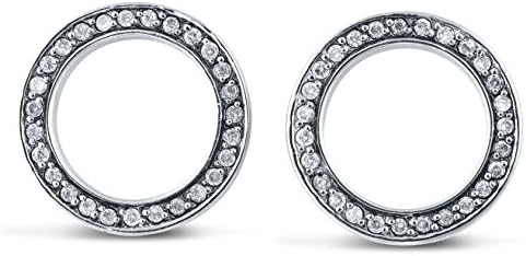 Elegant Women'S 925 Sterling Silver Round Oxidised Sparkling Statement Earrings