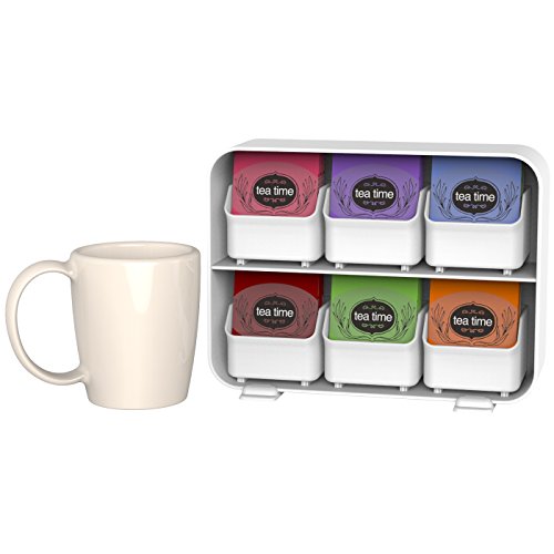 Mind Reader 6 Drawer Tea Bag Holder and Organizer, White