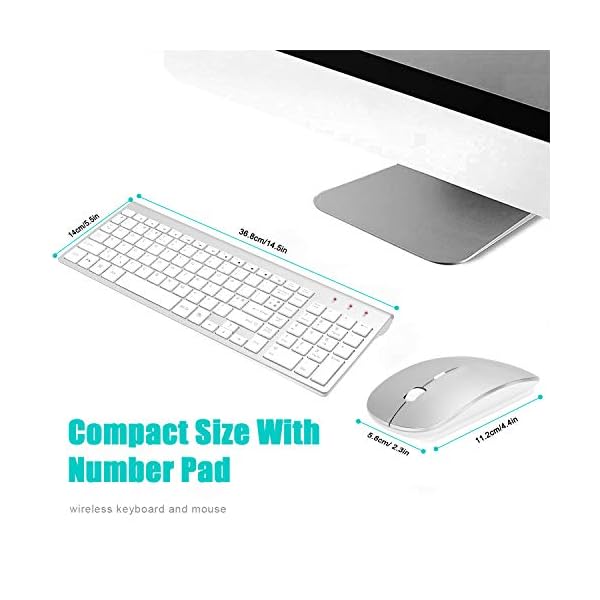 Wireless-Keyboard-and-Mouse-SetsUK-Layout-24Ghz-USB-Receiver-Full-Size-Keyboard-Combo-Compact-Compatible-with-iMac-Mac-PC-Laptop-Tablet-Computer-Windows-Silver-White FENIFOX Wireless Keyboard and Mouse Sets,UK Layout 2.4Ghz USB Receiver Full Size Keyboard Combo Compact Compatible with…
