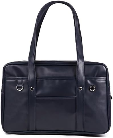 Charlottey Unisex Men Womens Simple Color Japanese School Bag Handbag Shoulder Bag Either (Dark Blue)