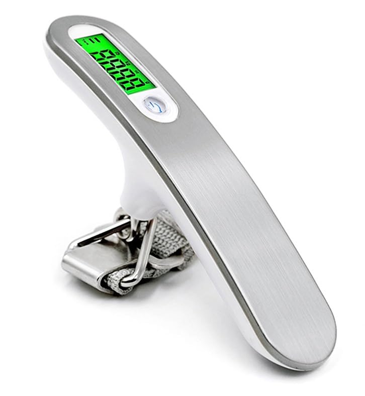 Rheme Portable Digital Hanging Luggage Scale, Travel with Free Battery, Suitcase Stainless Steel / 110 Pounds-Included Battery(Silver) Upto 50KG