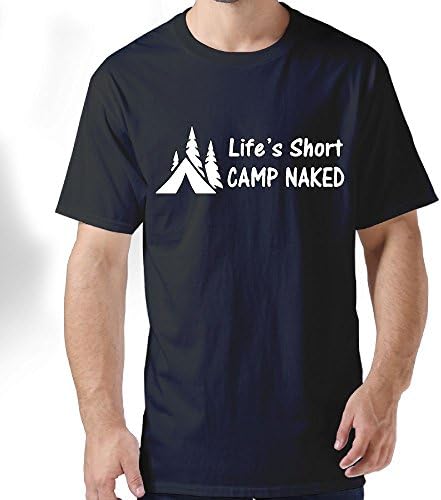 HFLOD PLODFC Lifes Short Camp Naked Hiker Hiking Camper Camping Tent Men's Classic Short-Sleeve Crewneck Cotton T-Shirt