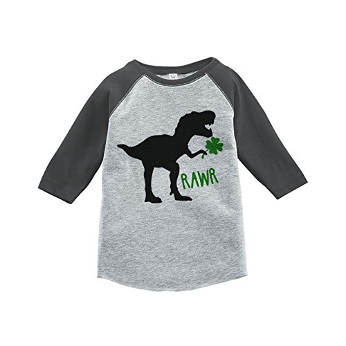 Custom Party Shop Kids Dinosaur St. Patricks Day 4T Grey Raglan