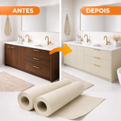 Papael de Parede Revestimento Adesivo Vinilico Autocolante Texturizado Para Envelopamento Móveis 3m x 45cm (Areia Duna)
