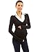 PattyBoutik Mama 2 in 1 Style Collar Long Sleeve Maternity Top (Black M)